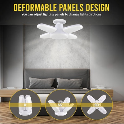 Charkee 25W Cool Day Mini fan Blade 4 Leaf Foldable LED Bulb with Angle Adjustable Ceiling Lights Home Pack of 4