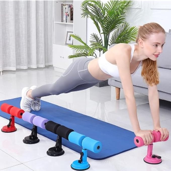 Sit-Up Bar with Foam Handle and Rubber Suction Seat Up Fitness Equipment Sit-ups and Push-ups Assistant Device for Weight Lose Gym Workout Abdominal Curl Exercise Work Out Trainer