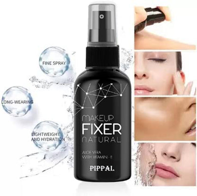 Pippal Beauty Makeup Fixer Natural Dewy Finish with Vitamin E And Aloe Vera Long-Lasting Spray 80ml (Pack of 1) with Fit Skin Supar Black Eyeliner