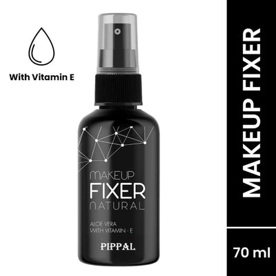 Pippal Beauty Makeup Fixer Natural Dewy Finish with Vitamin E And Aloe Vera Long-Lasting Spray 80ml (Pack of 1) with Fit Skin Supar Black Eyeliner