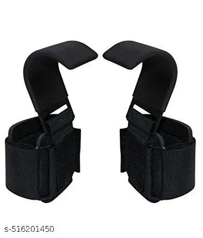 Weight Lifting Hooks Hand Grip Wrist Straps for Deadlift Powerlifting Pull up bar Solid Steel Thick Padded Neoprene (Set of 2 PC straps)